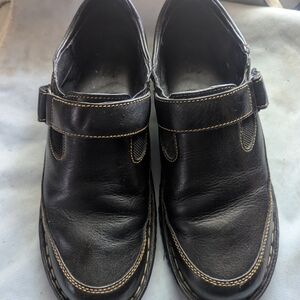 Born Black Leather Flats with Velcro Strap Size 8.5